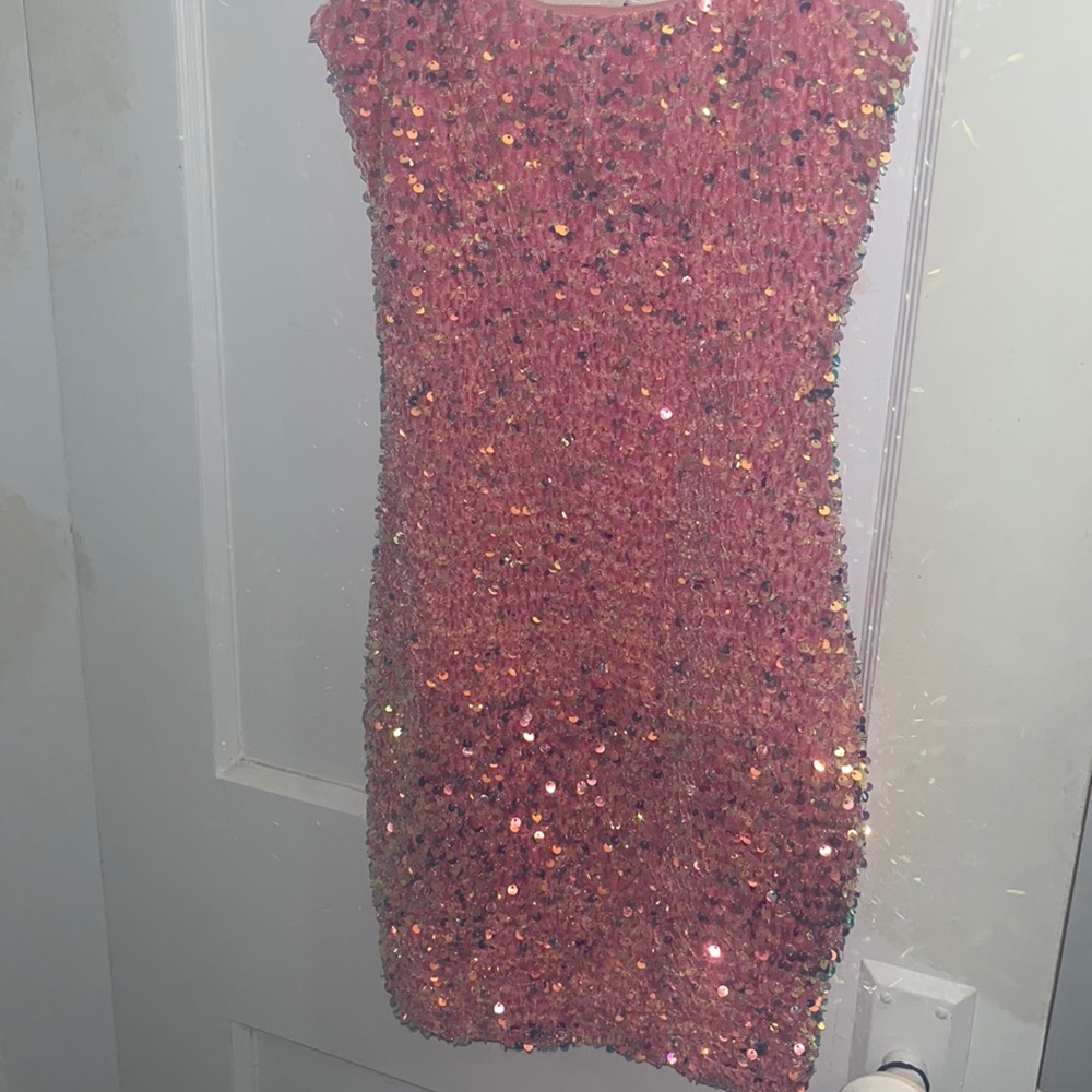 Pink sparkly Lucy in the sky dress